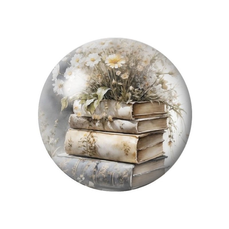 Cabochon en Verre Illustré Fleurs 12 à 25mm