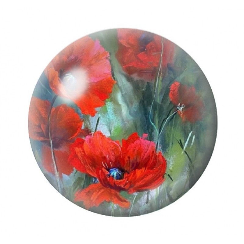 Cabochon en Verre Illustré Fleurs 12 à 25mm