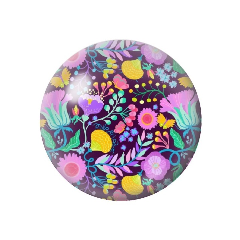Cabochon en Verre Illustré Fleurs 12 à 25mm
