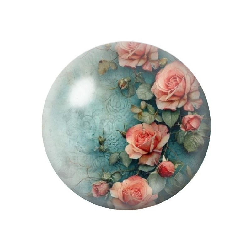 Cabochon en Verre Illustré Fleurs 12 à 25mm