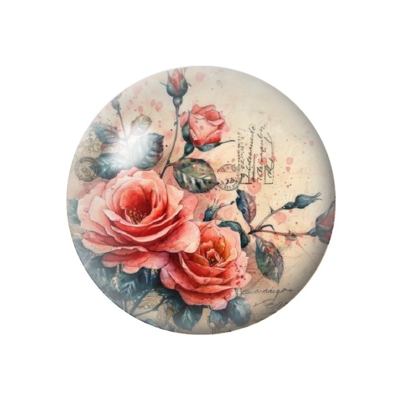 Cabochon en Verre Illustré Fleurs 12 à 25mm