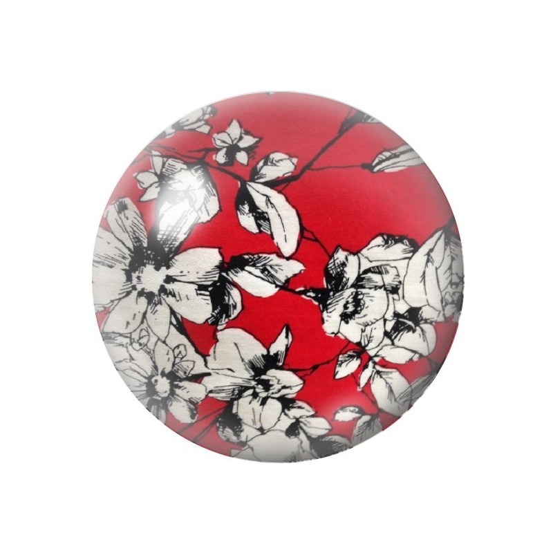 Cabochon en Verre Illustré Fleurs 12 à 25mm