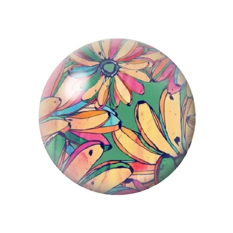 Cabochon en Verre Illustré Fleurs 12 à 25mm