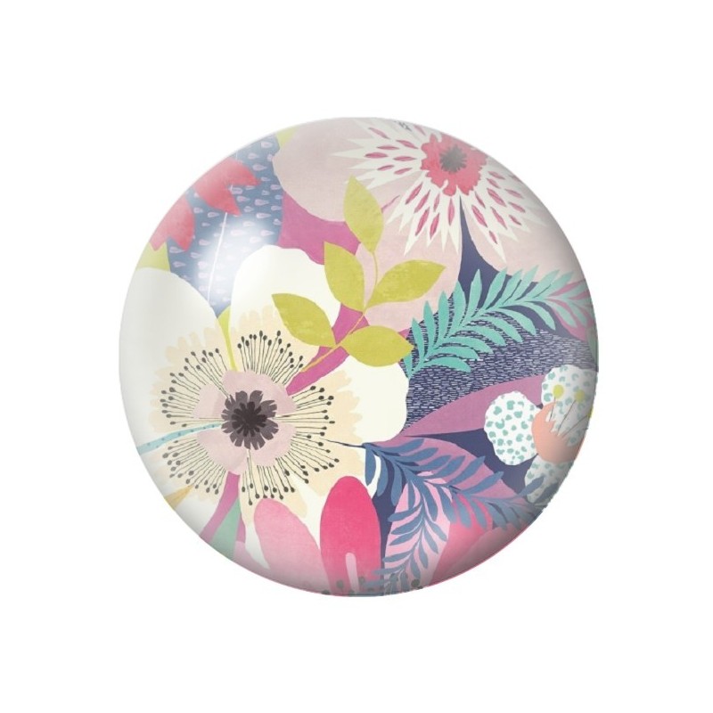 Cabochon en Verre Illustré Fleurs 12 à 25mm