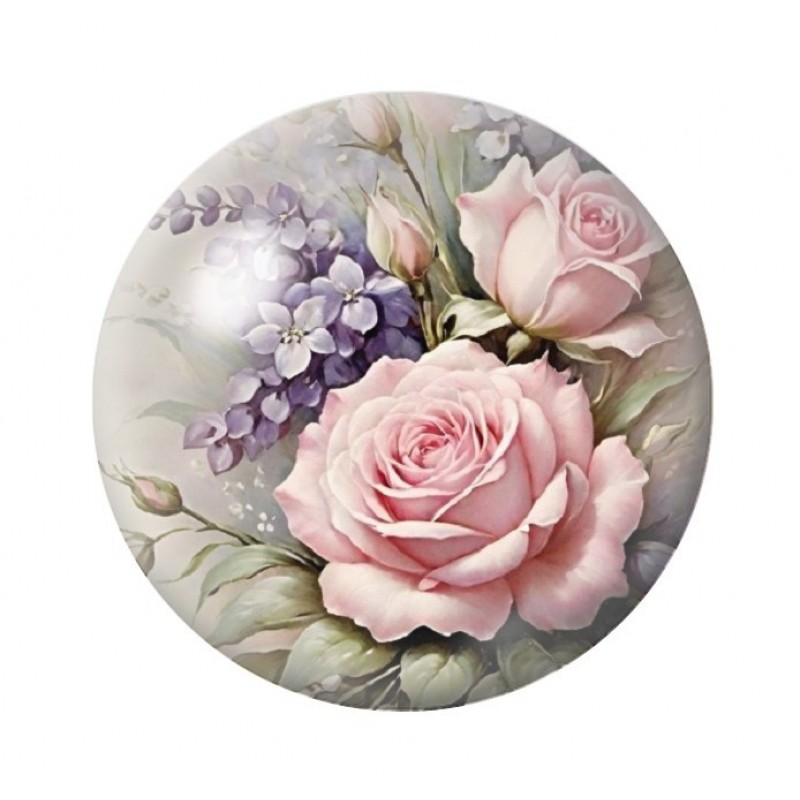 Cabochon en Verre Illustré Fleurs 12 à 25mm