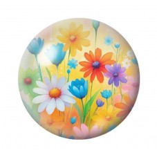 Cabochon en Verre Illustré Fleurs 12 à 25mm pour la création de bijoux fantaisie - DIY