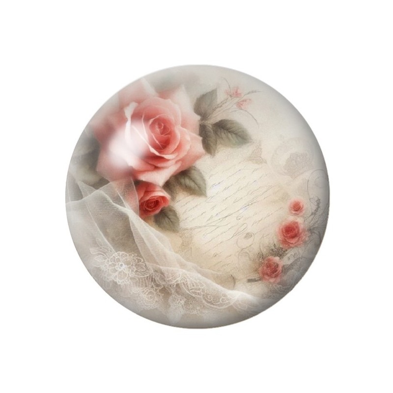 Cabochon en Verre Illustré Fleurs 12 à 25mm