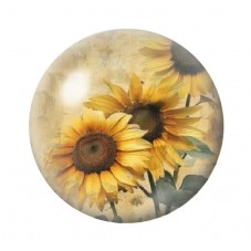 Cabochon en Verre Illustré Fleurs 12 à 25mm pour la création de bijoux fantaisie - DIY