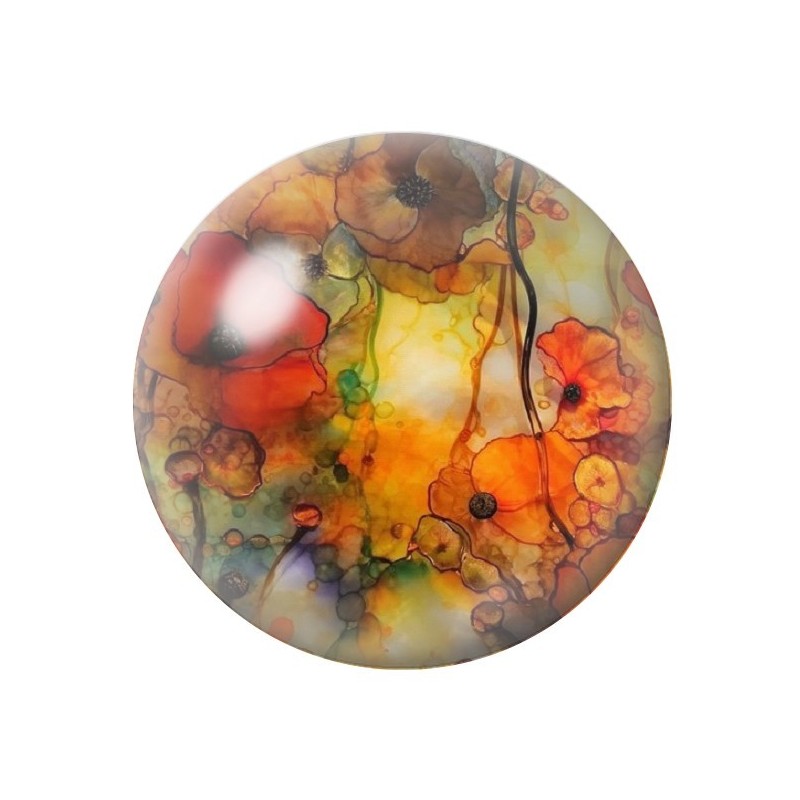 Cabochon en Verre Illustré Fleurs 12 à 25mm