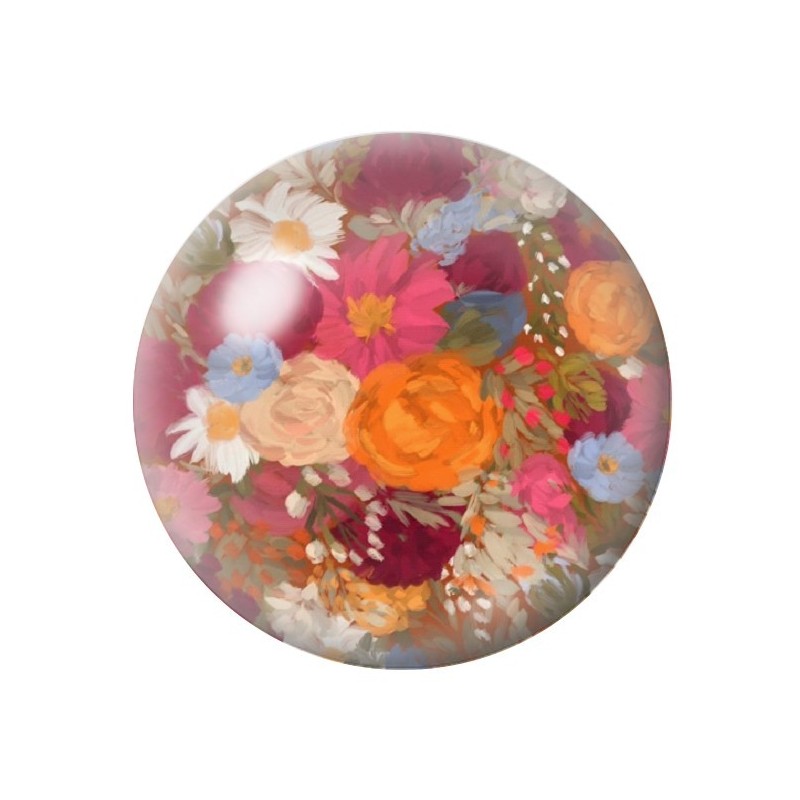 Cabochon en Verre Illustré Fleurs 12 à 25mm
