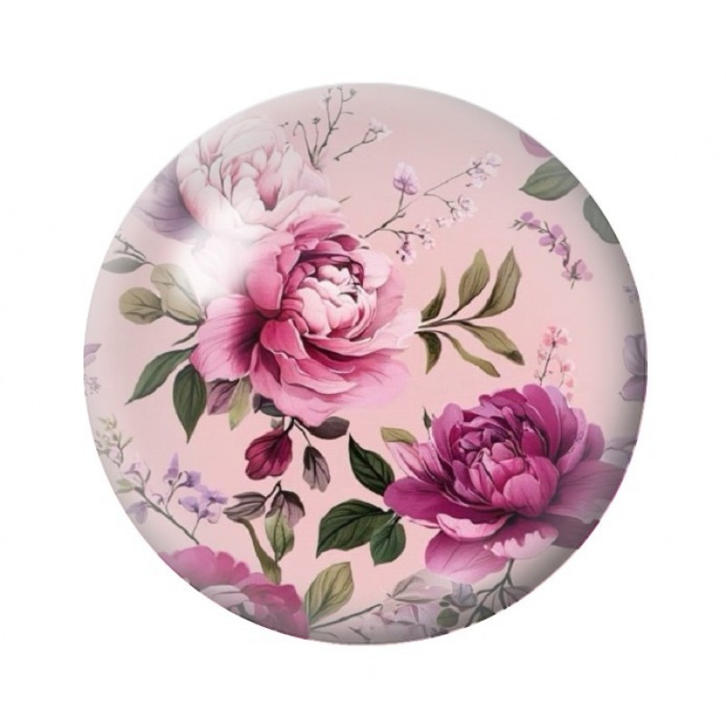 Cabochon en Verre Illustré Fleurs 12 à 25mm