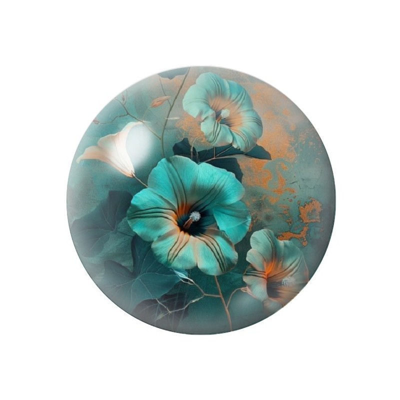 Cabochon en Verre Illustré Fleurs 12 à 25mm