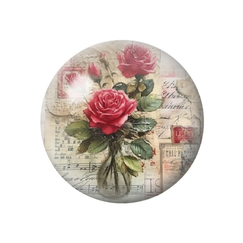 Cabochon en Verre Illustré Fleurs 12 à 25mm