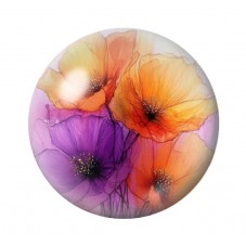 Cabochon en Verre Illustré Fleurs 12 à 25mm pour la création de bijoux fantaisie - DIY