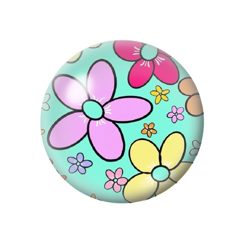Cabochon en Verre Illustré Fleurs 12 à 25mm