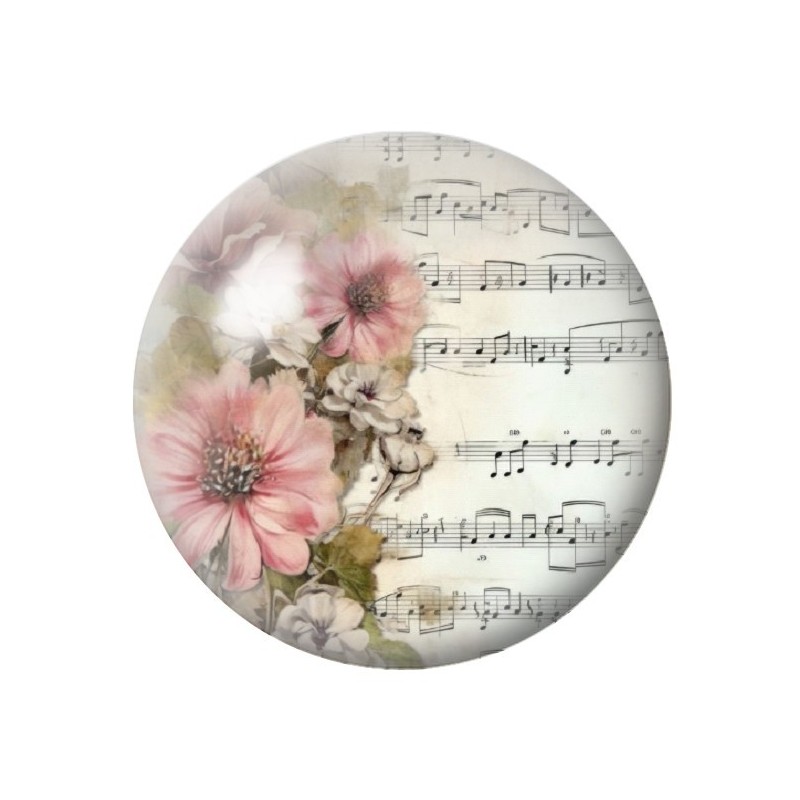 Cabochon en Verre Illustré Fleurs 12 à 25mm