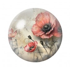 Cabochon en Verre Illustré Fleurs 12 à 25mm pour la création de bijoux fantaisie - DIY