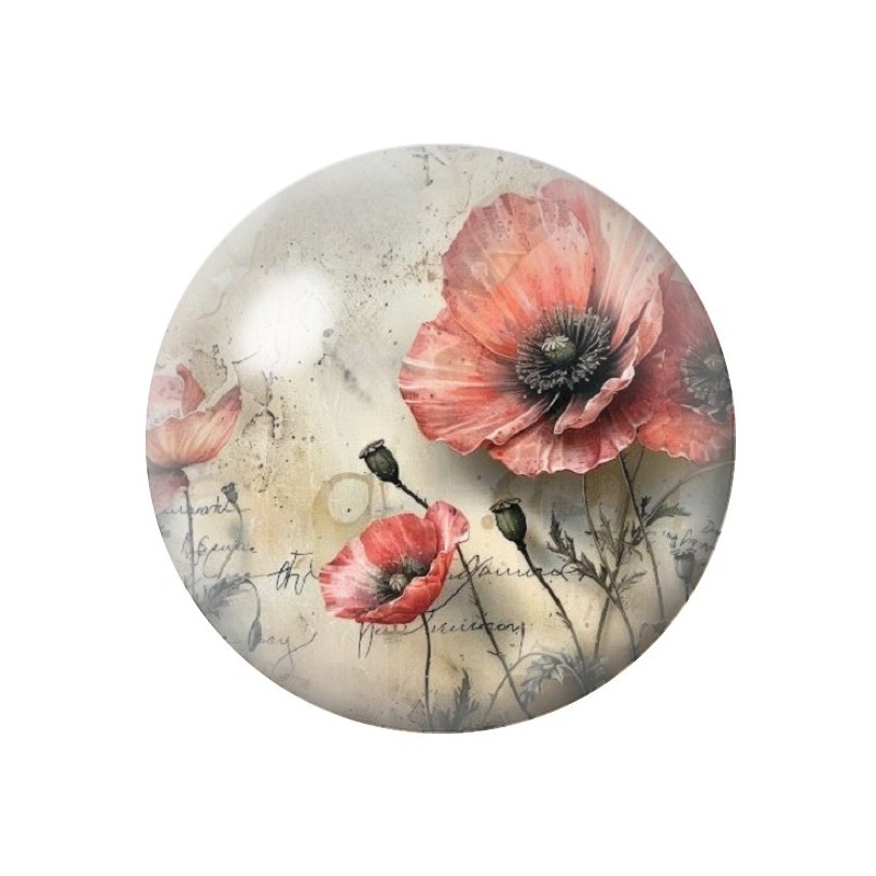 Cabochon en Verre Illustré Fleurs 12 à 25mm