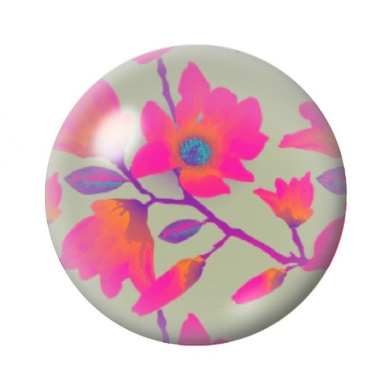 Cabochon en Verre Illustré Fleurs 12 à 25mm
