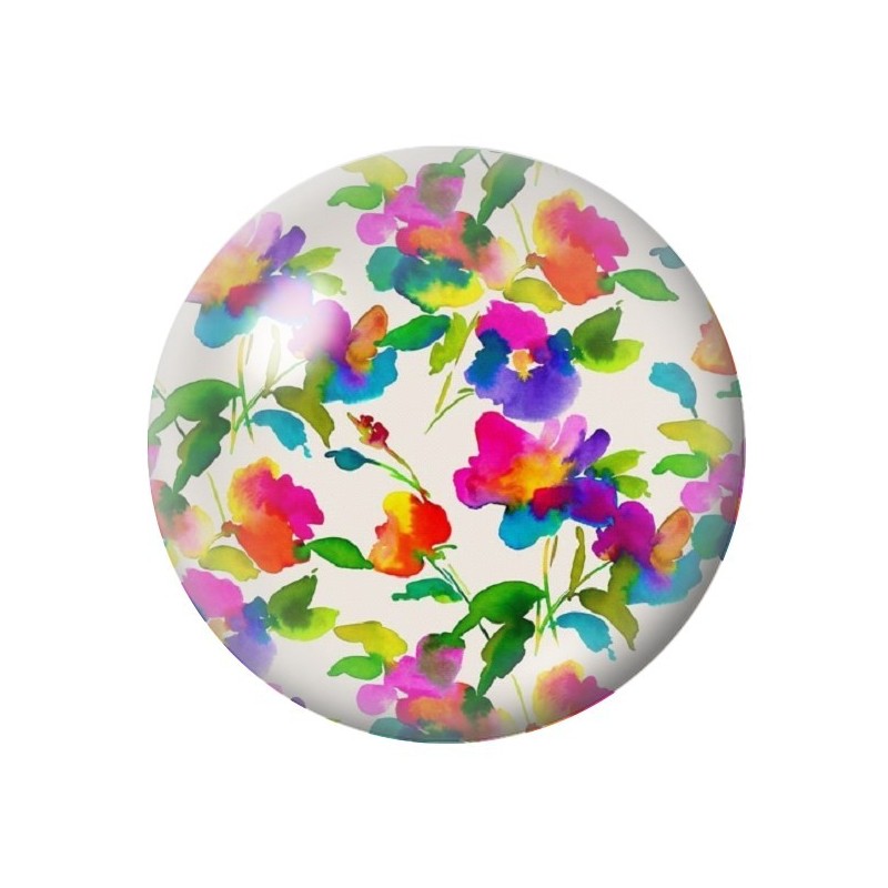 Cabochon en Verre Illustré Fleurs 12 à 25mm