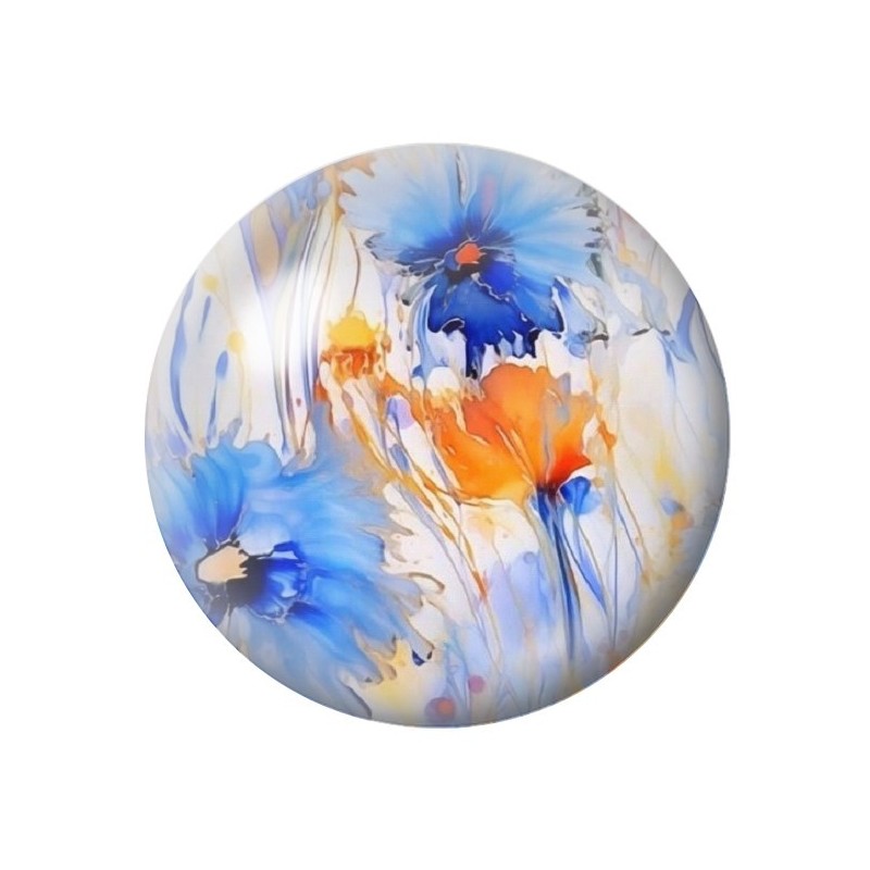 Cabochon en Verre Illustré Fleurs 12 à 25mm