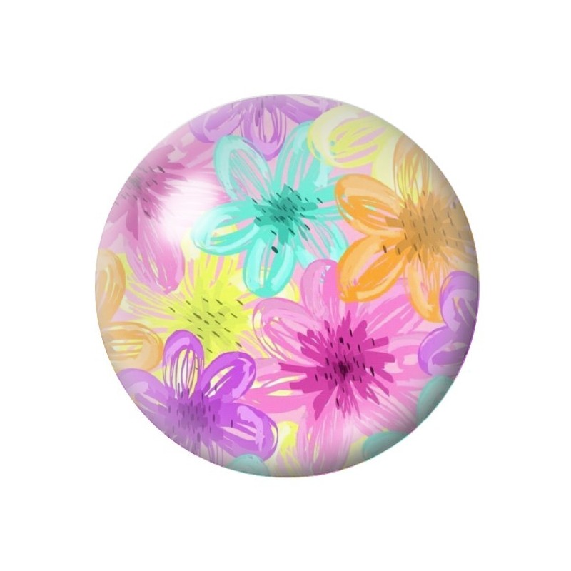 Cabochon en Verre Illustré Fleurs 12 à 25mm