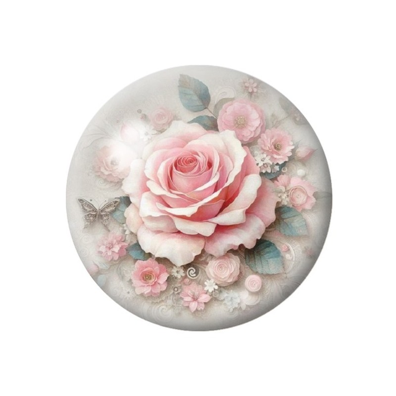 Cabochon en Verre Illustré Fleurs 12 à 25mm