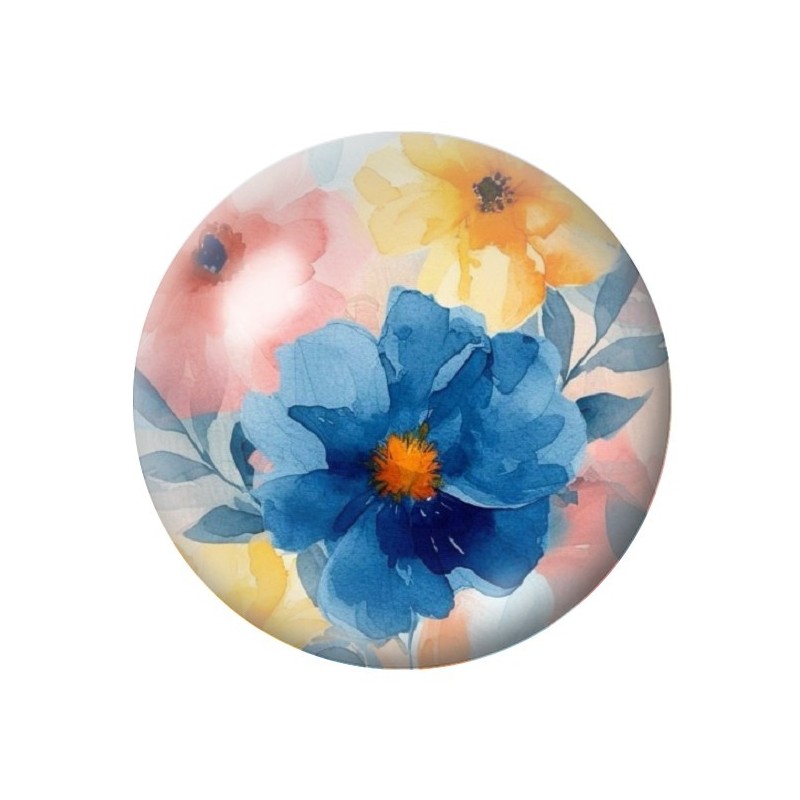 Cabochon en Verre Illustré Fleurs 12 à 25mm