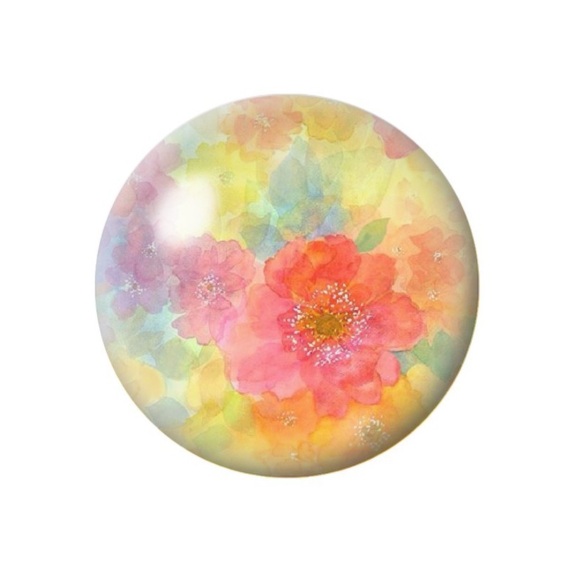 Cabochon en Verre Illustré Fleurs 12 à 25mm