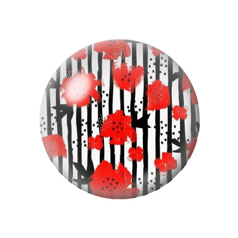 Cabochon en Verre Illustré Fleurs 12 à 25mm