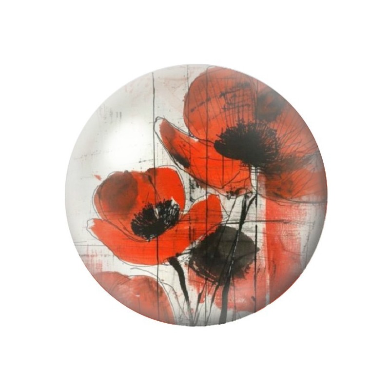 Cabochon en Verre Illustré Fleurs 12 à 25mm