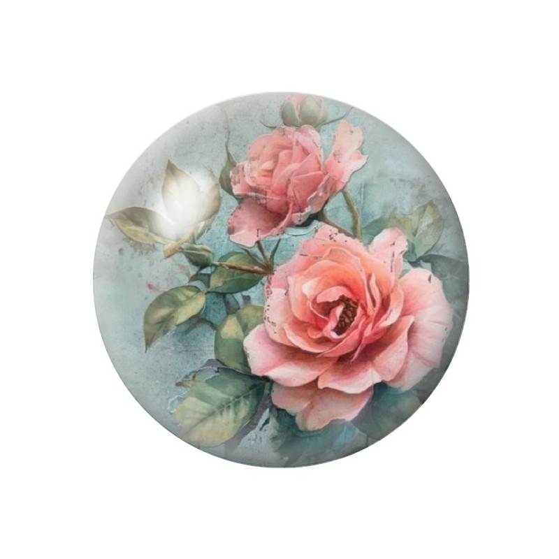 Cabochon en Verre Illustré Fleurs 12 à 25mm