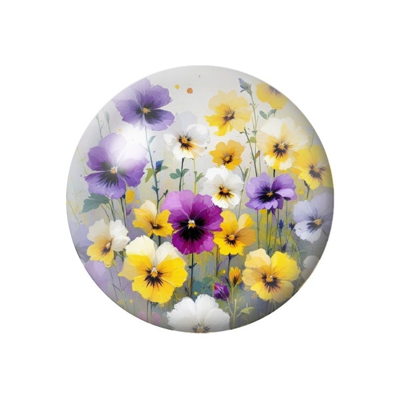 Cabochon en Verre Illustré Fleurs 12 à 25mm