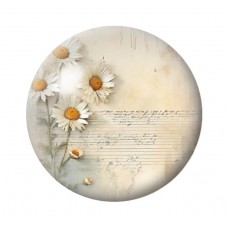 Cabochon en Verre Illustré Fleurs 12 à 25mm pour la création de bijoux fantaisie - DIY