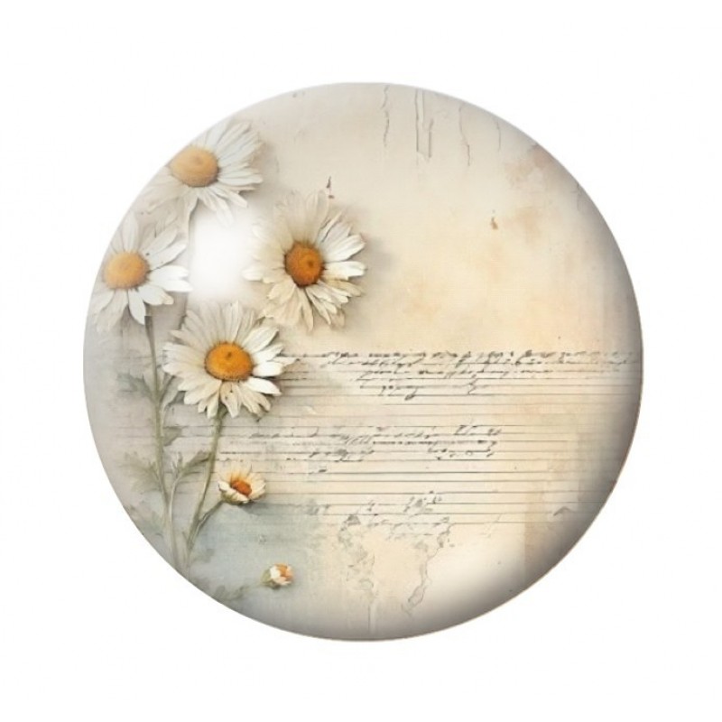 Cabochon en Verre Illustré Fleurs 12 à 25mm