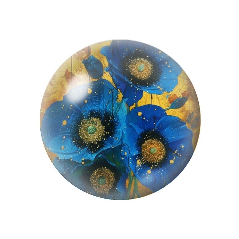 Cabochon en Verre Illustré Fleurs 12 à 25mm
