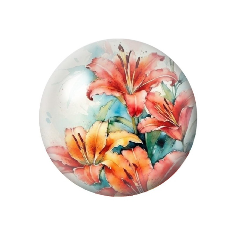 Cabochon en Verre Illustré Fleurs 12 à 25mm