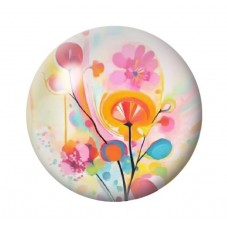 Cabochon en Verre Illustré Fleurs 12 à 25mm pour la création de bijoux fantaisie - DIY