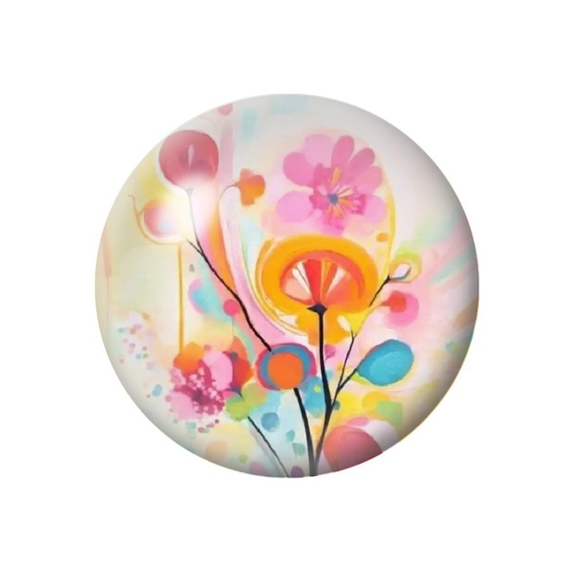 Cabochon en Verre Illustré Fleurs 12 à 25mm