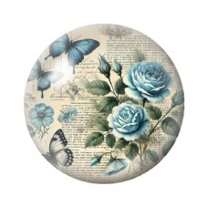 Cabochon en Verre Illustré Fleurs 12 à 25mm pour la création de bijoux fantaisie - DIY