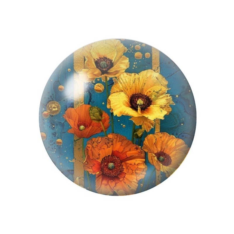 Cabochon en Verre Illustré Fleurs 12 à 25mm
