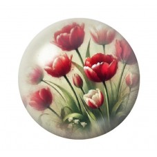 Cabochon en Verre Illustré Fleurs 12 à 25mm pour la création de bijoux fantaisie - DIY