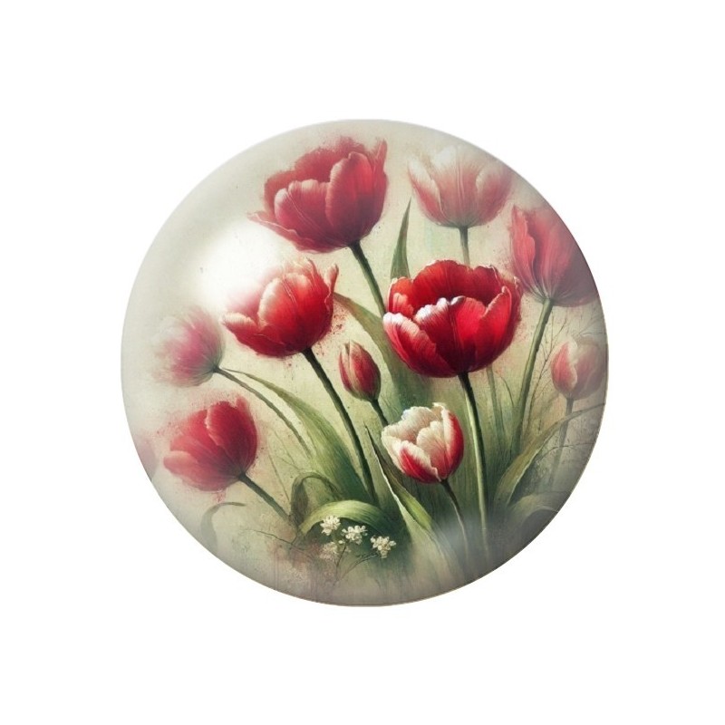 Cabochon en Verre Illustré Fleurs 12 à 25mm