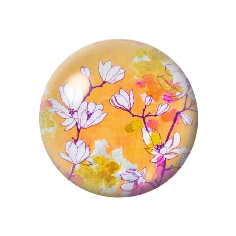Cabochon en Verre Illustré Fleurs 12 à 25mm