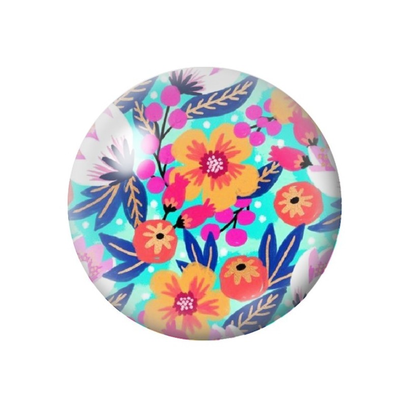 Cabochon en Verre Illustré Fleurs 12 à 25mm