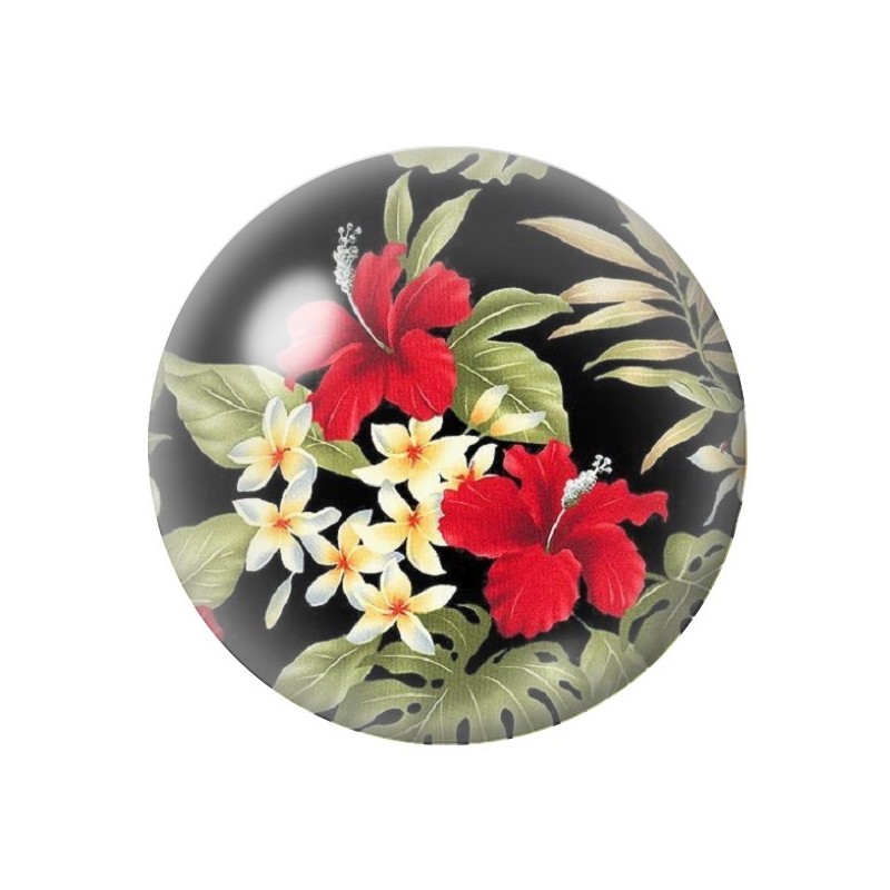 Cabochon en Verre Illustré Fleurs 12 à 25mm