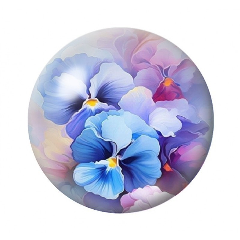 Cabochon en Verre Illustré Fleurs 12 à 25mm
