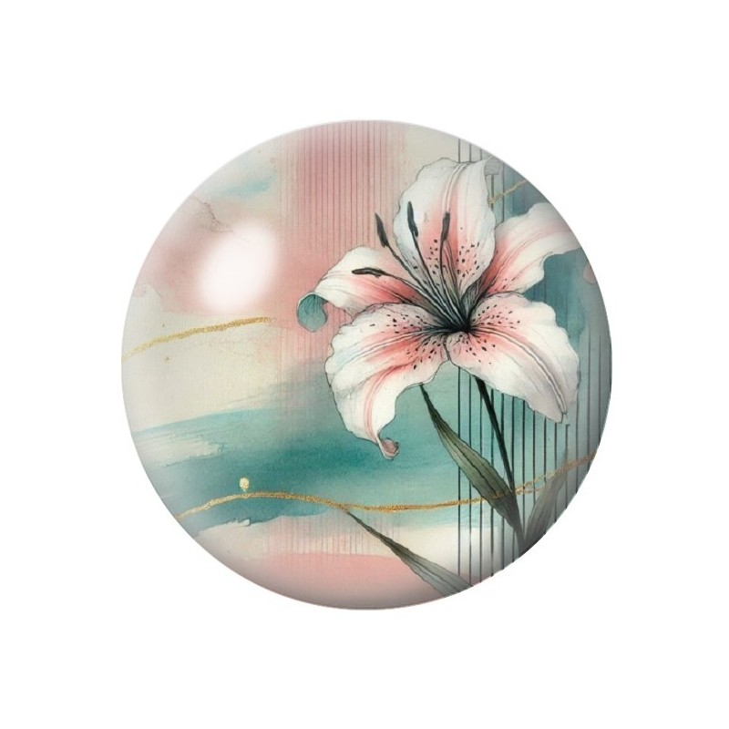 Cabochon en Verre Illustré Fleurs 12 à 25mm