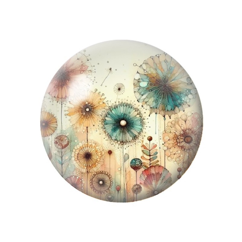 Cabochon en Verre Illustré Fleurs 12 à 25mm