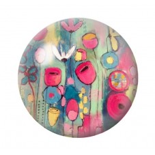 Cabochon en Verre Illustré Fleurs 12 à 25mm pour la création de bijoux fantaisie - DIY